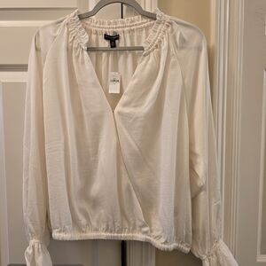 Banana Republic Cream Blouse with Ruched Details